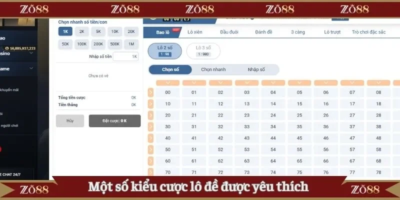 Một số kiểu cược lô đề được yêu thích 